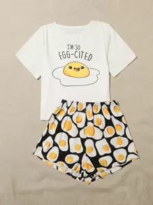 Bộ mặc nhà Lá thư Đen và trắng Dễ thương - Đen và trắng - Xem 3