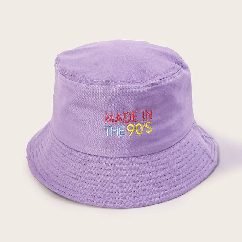 

Slogan Embroidery Fisherman Hat, Purple