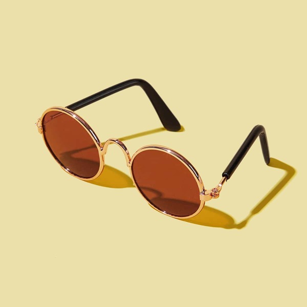 

1pc Cat Tinted Lens Round Frame Sunglasses, Brown