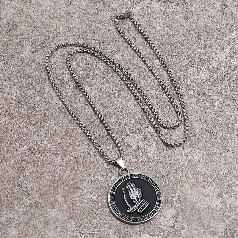 

Guys Hand Shaped Necklace, Silver