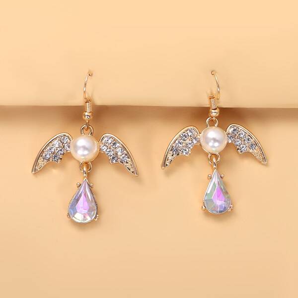 

Rhinestone Decor Wing Decor Drop Earrings, Multicolor