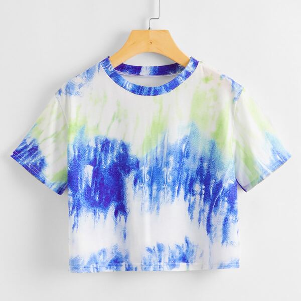 

Tie Dye Print Crop Tee, Multicolor