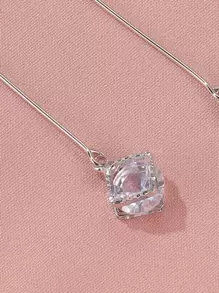 水鑽紋理耳墜 - 銀色 - 查看 3