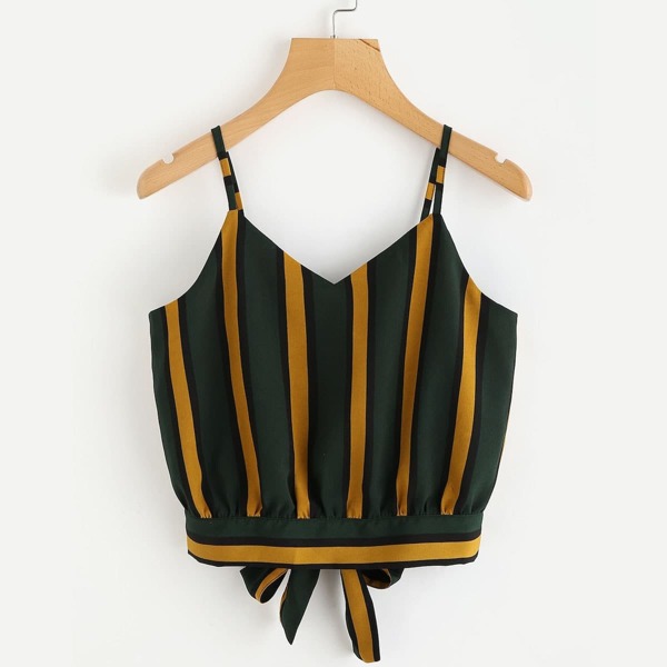 

Plus Tie Back Stripe Cami Top, Multicolor