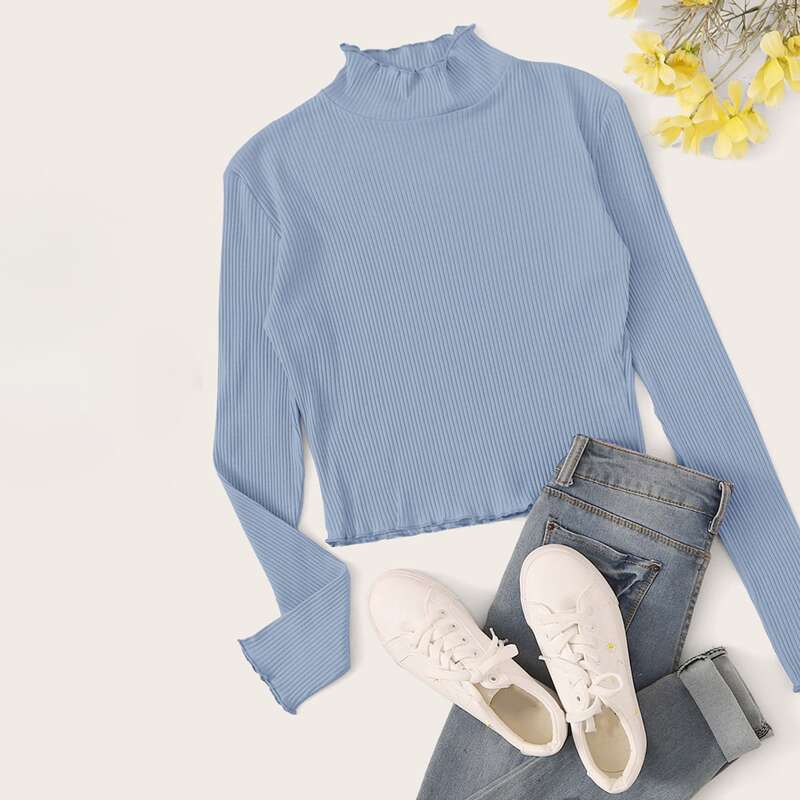 

Solid Ribbed Tee, Dusty blue