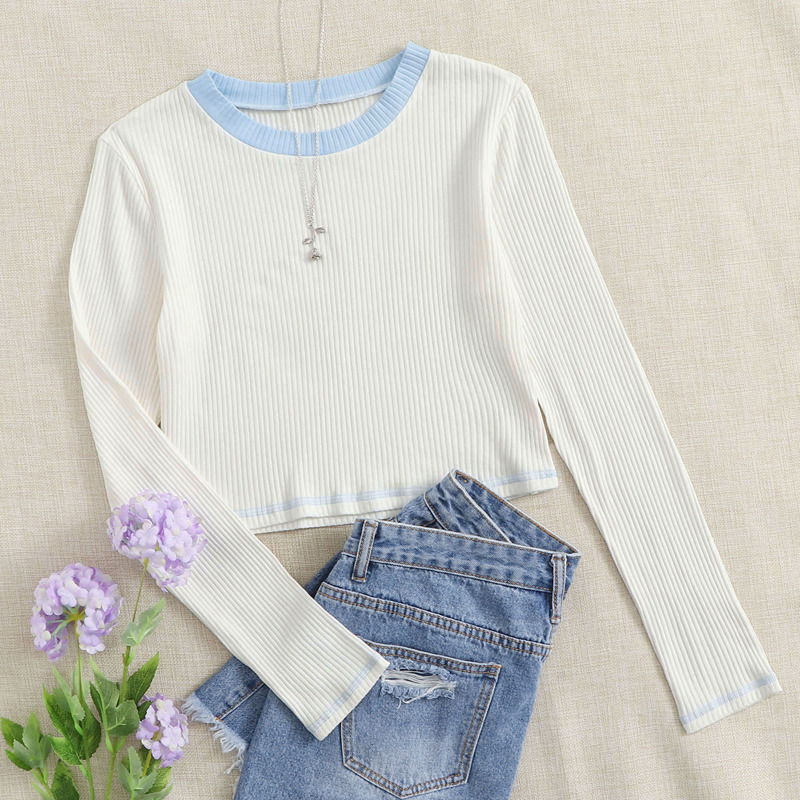 

Long Sleeve Ribbed Tee, White