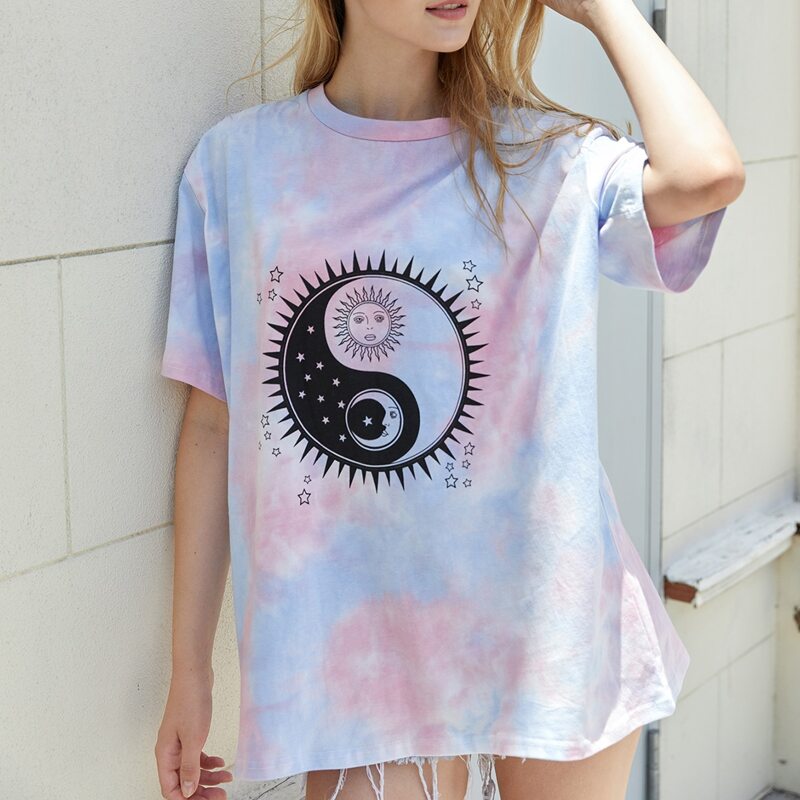 

Sun & Moon Tie Dye Oversized Tee, Multicolor