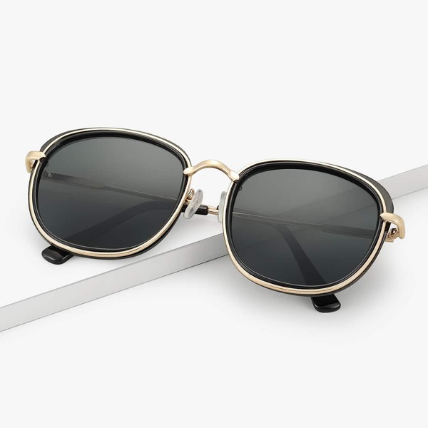

Men Round Frame Sunglasses, Black