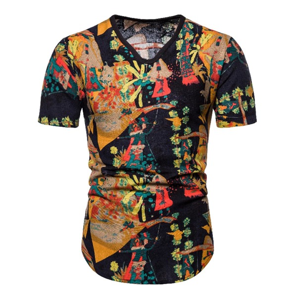 

Men Graphic Print Short Sleeve Tee, Multicolor