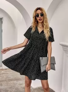 Vestidos Volante rígido Lunares Negro Bohemio - Negro - Ver 1
