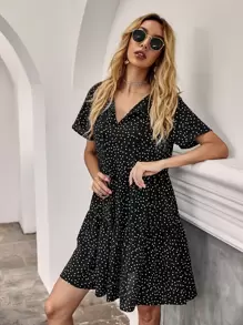 Vestidos Volante rígido Lunares Negro Bohemio - Negro - Ver 3