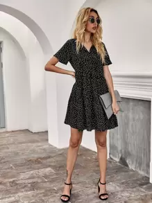 Vestidos Volante rígido Lunares Negro Bohemio - Negro - Ver 5