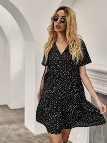Vestidos Volante rígido Lunares Negro Bohemio - Negro - Ver 6