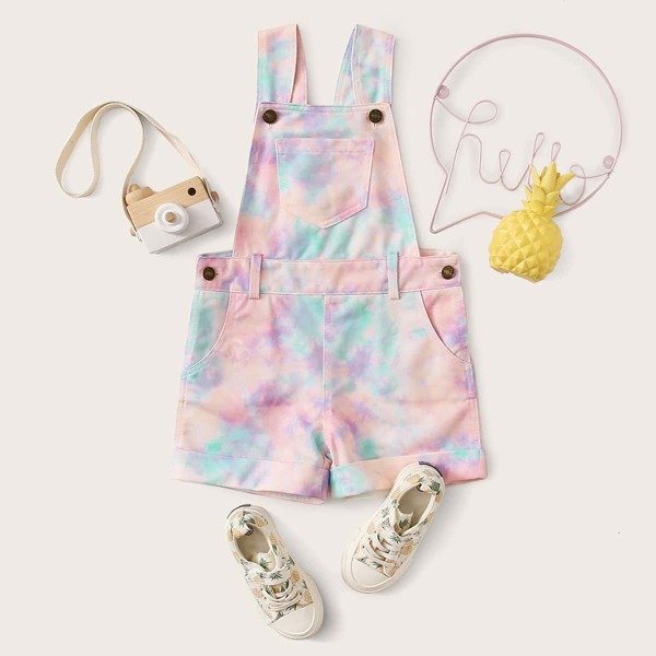 

Toddler Girls Tie Dye Pinafore Romper, Multicolor