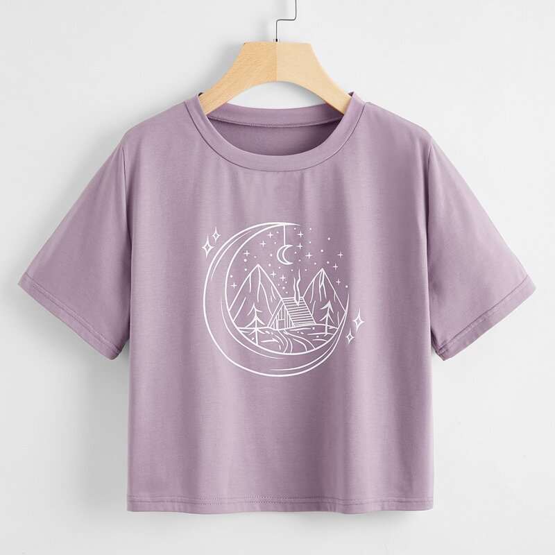 

Moon Graphic Tee, Mauve purple
