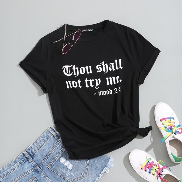 

Slogan Graphic Short Sleeve Tee, Black