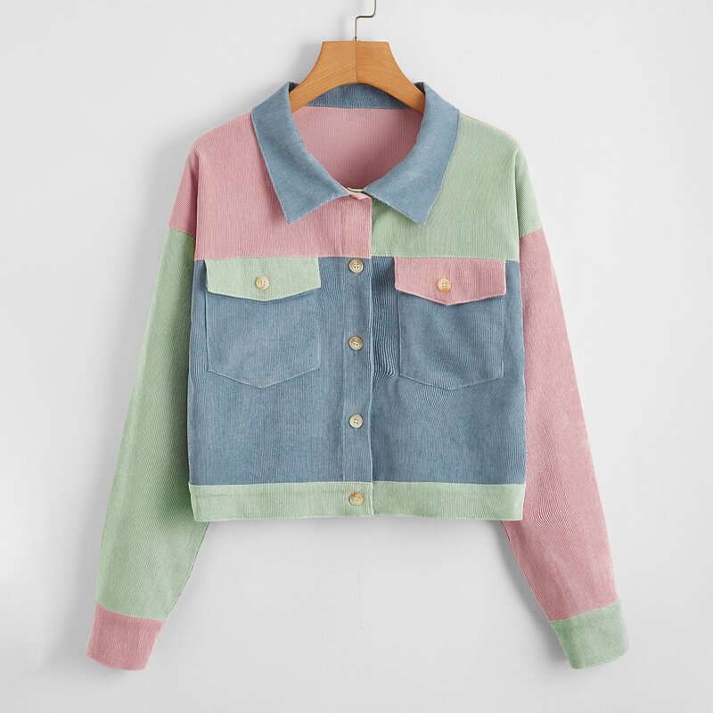 

Colorblock Corduroy Jacket, Multicolor