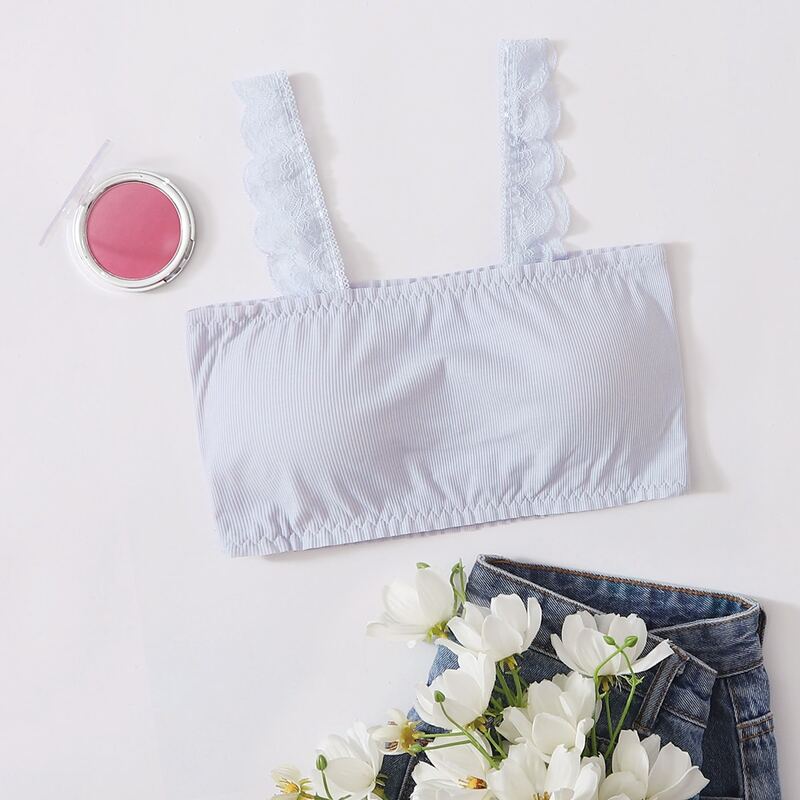 

Lace Strap Bralette, White