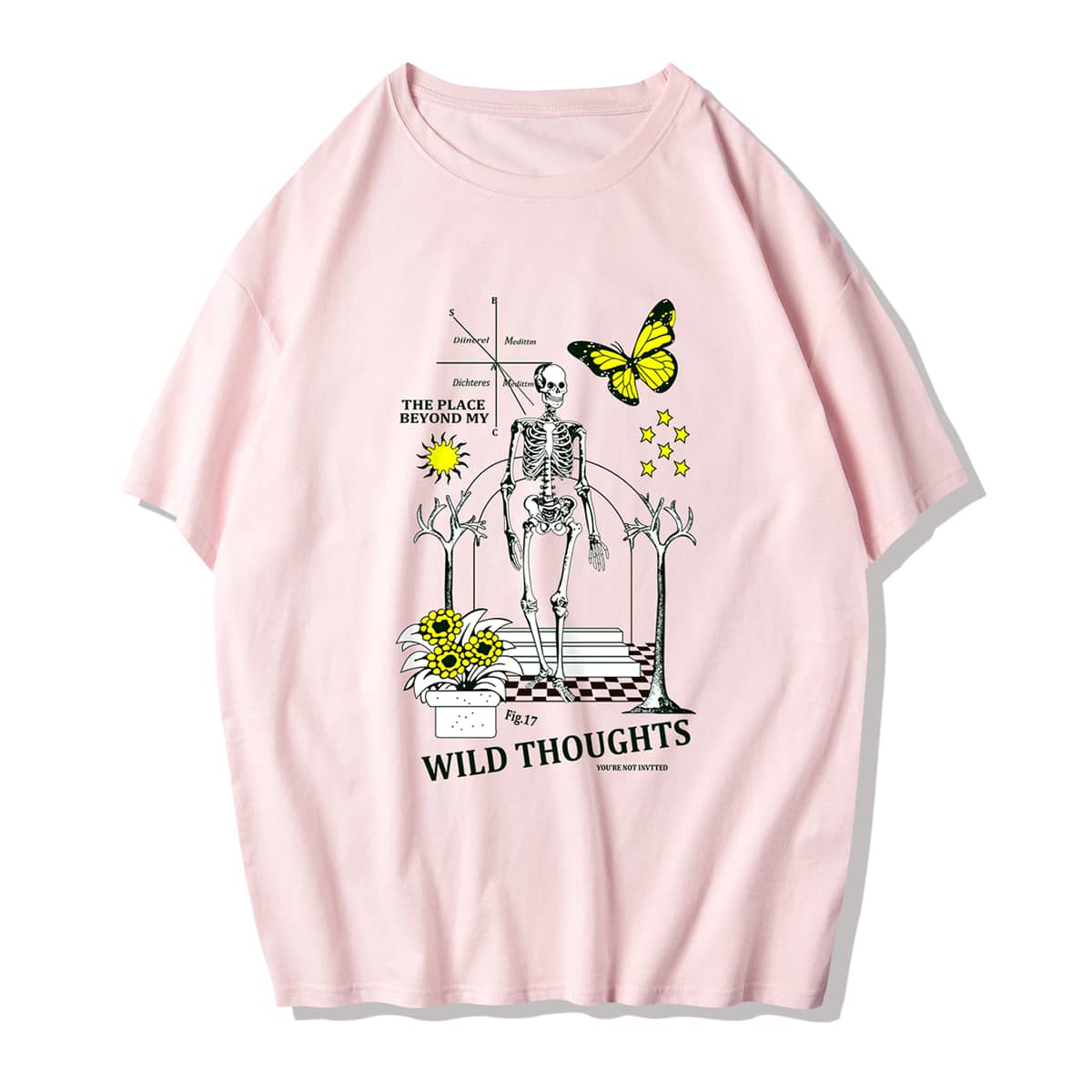 

Guys Skull Graphic Tee, Baby pink