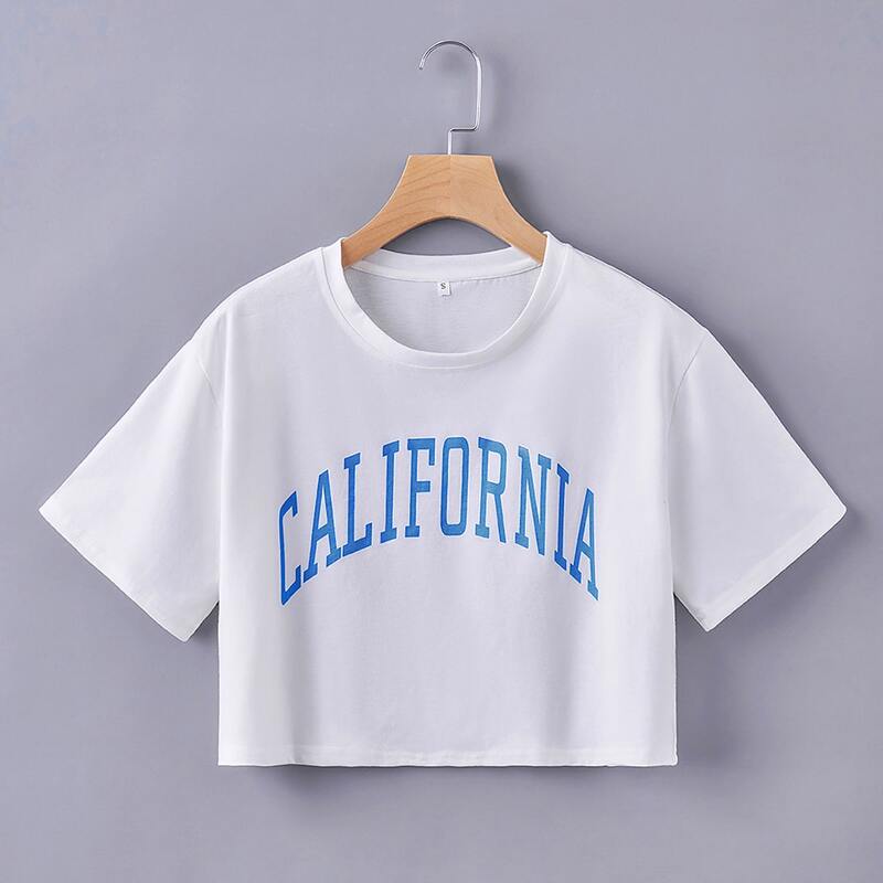 

Letter Graphic Crop Top, White