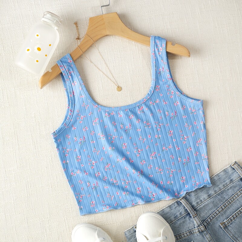 

Ditsy Floral Crop Tank Top, Multicolor