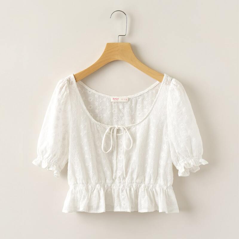

Schiffy Tie Front Blouse, White