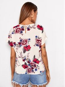 SHEIN Clasi Áo sơ mi Nút Hoa trắng Giải trí - trắng - Xem 2