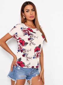 SHEIN Clasi Áo sơ mi Nút Hoa trắng Giải trí - trắng - Xem 4