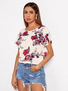 SHEIN Clasi Áo sơ mi Nút Hoa trắng Giải trí - trắng - Xem 5
