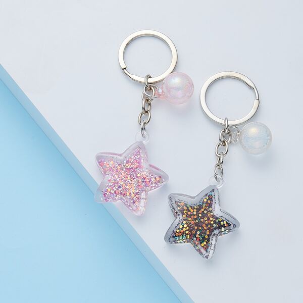 

2pcs Seastar Pendant Key Chain, Multicolor