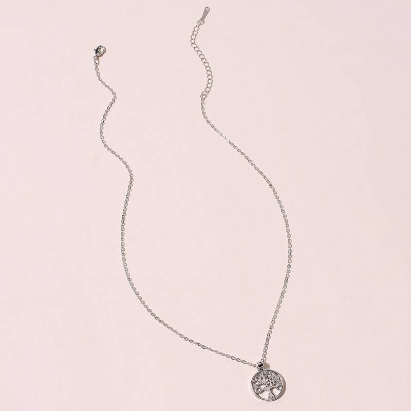 

Round Tree Pendant Necklace, Silver