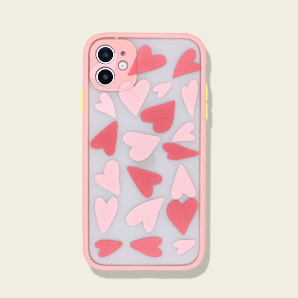 

1шт чехол для iPhone с принтом сердечка, Розовые