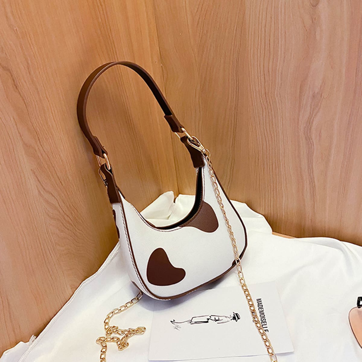 

Graphic Chain Mini Baguette Bag, Multicolor