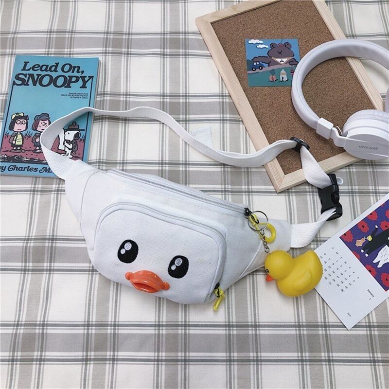 

Cartoon Duck Fanny Pack & Bag Charm, White