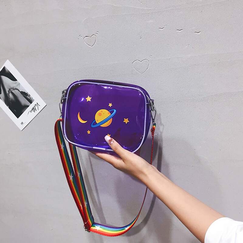 

Galaxy Rainbow Strap Clear Bag, Violet purple