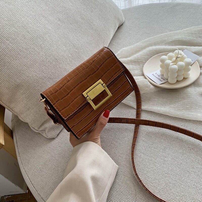 

Croc Embossed Crossbody Bag, Brown