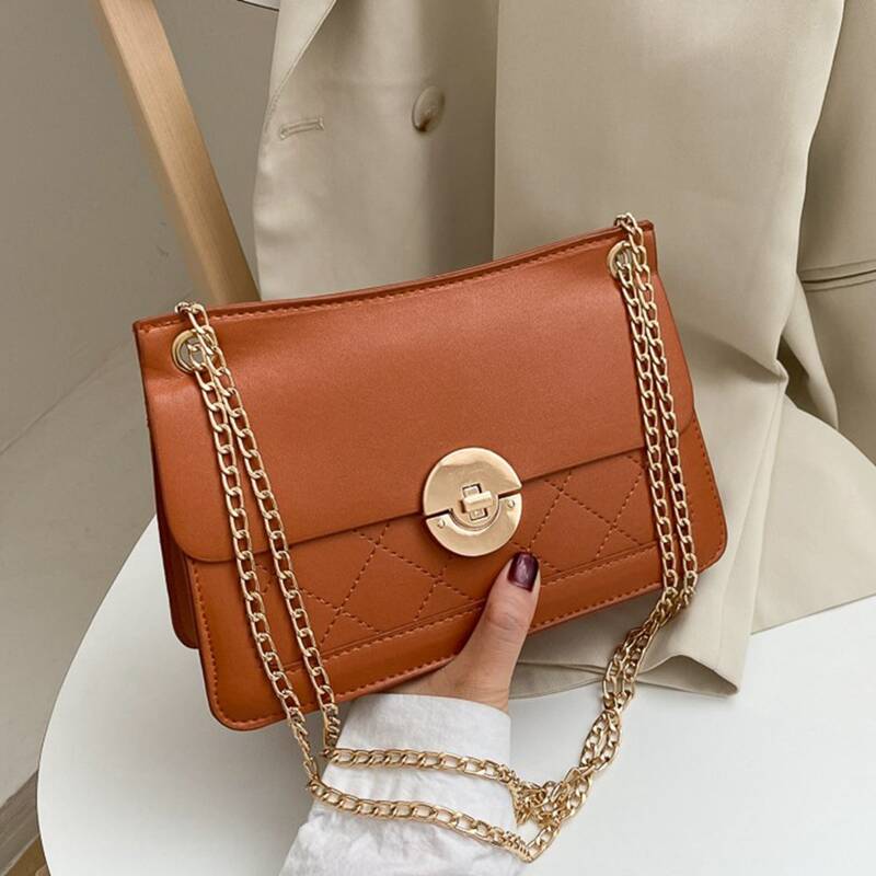 

Quilted Chain Crossbody Bag, Brown