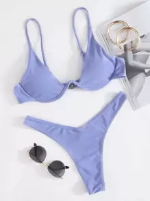 SHEIN Swim Summer Beach Underwire High Leg Bikini Set