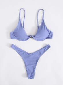 SHEIN Swim Summer Beach Underwire High Leg Bikini Set