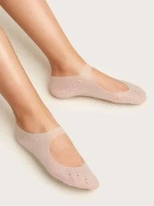 2 piezas Calcetines de silicona con soporte de arco y humectación, color albaricoque, aptos para uso diario - Blanco - Ver 1