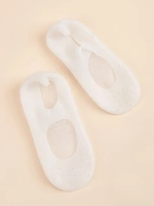 2 piezas Calcetines de silicona con soporte de arco y humectación, color albaricoque, aptos para uso diario - Blanco - Ver 2