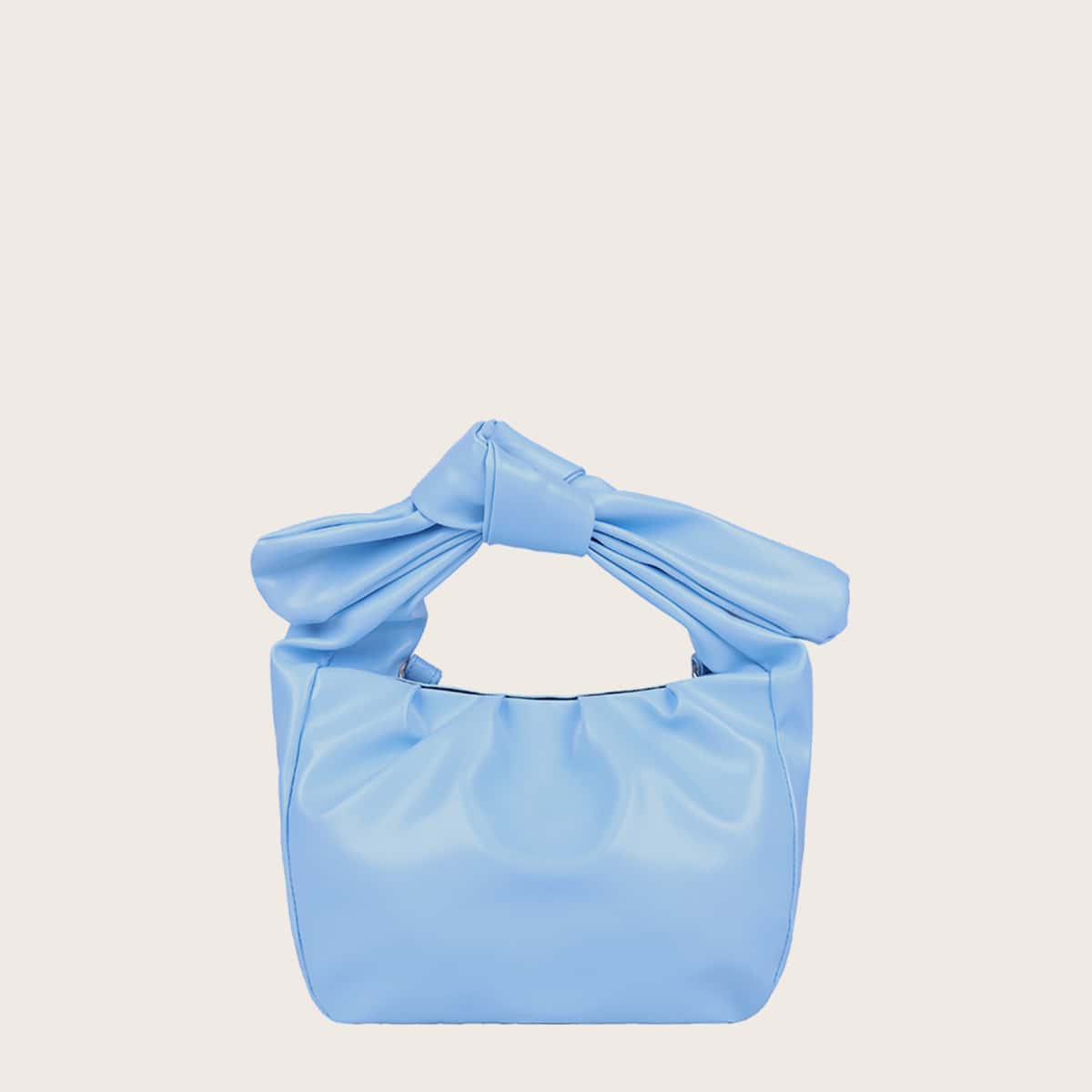 

Knot Handle Ruched Satchel Bag, Pastel baby blue