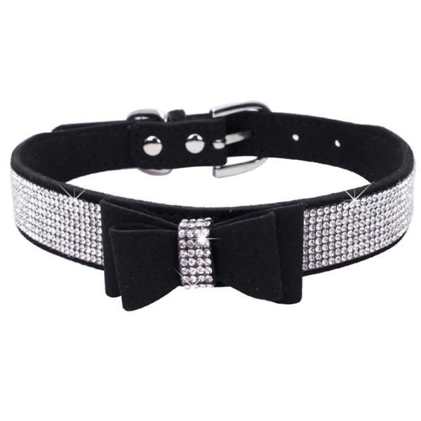 

1pc Rhinestone Overlay Dog Collar, Black