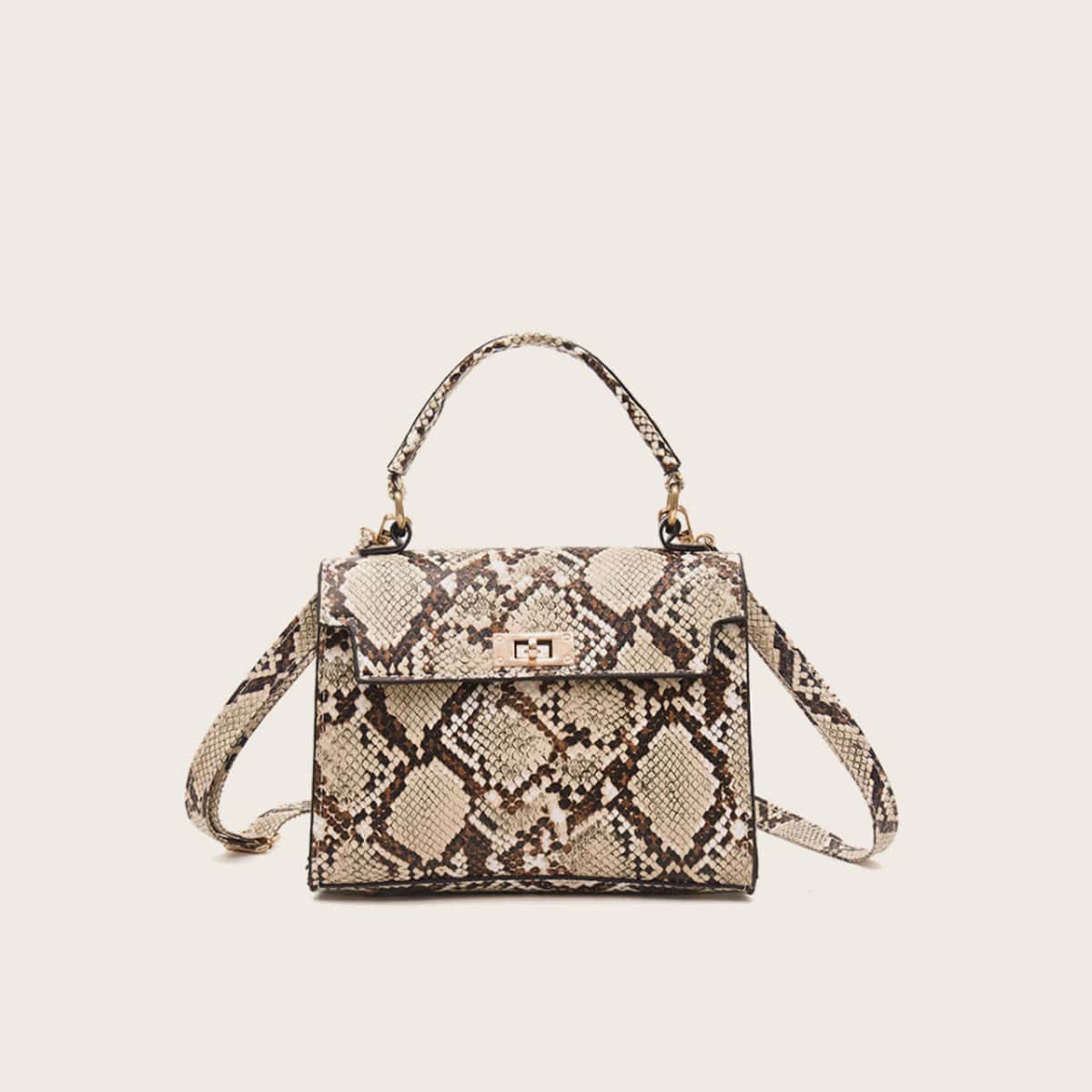 

Snake Skin Satchel Bag, Multicolor