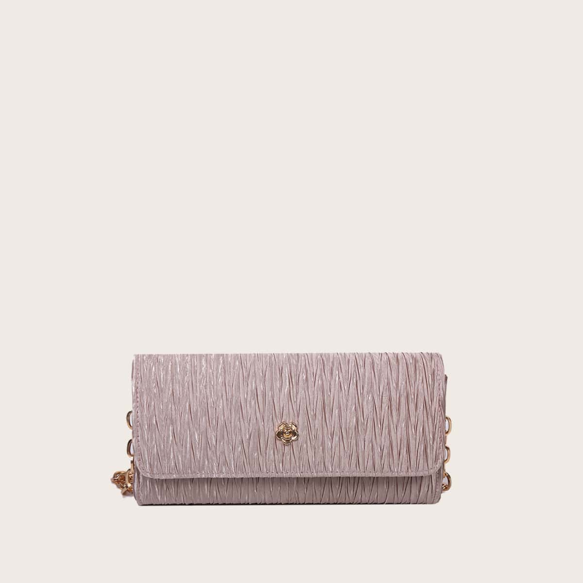 

Pleated Chain Tote Bag, Champagne