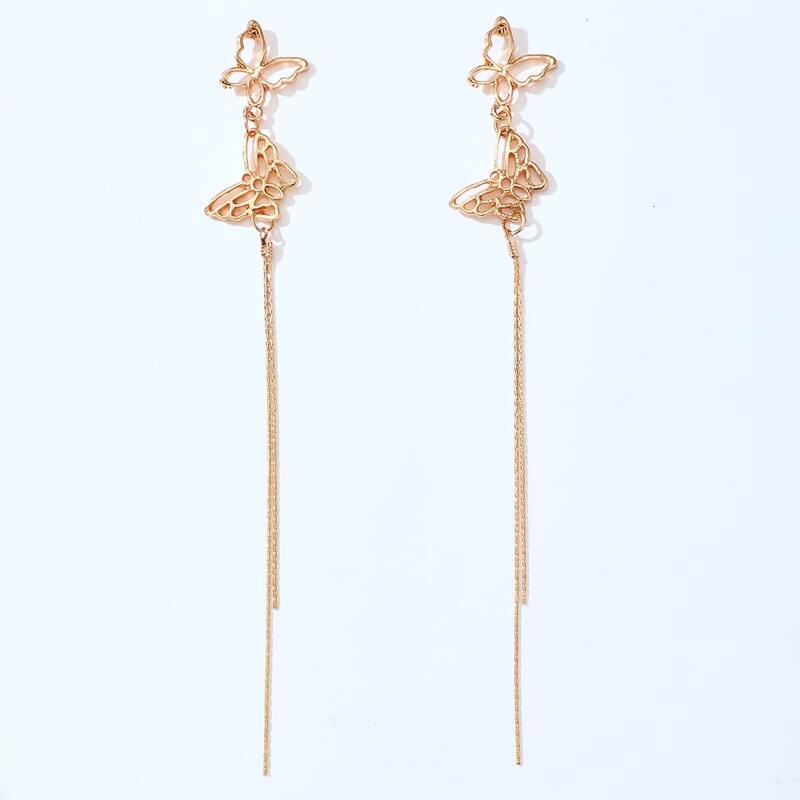 

Butterfly Tassel Drop Earrings, Gold
