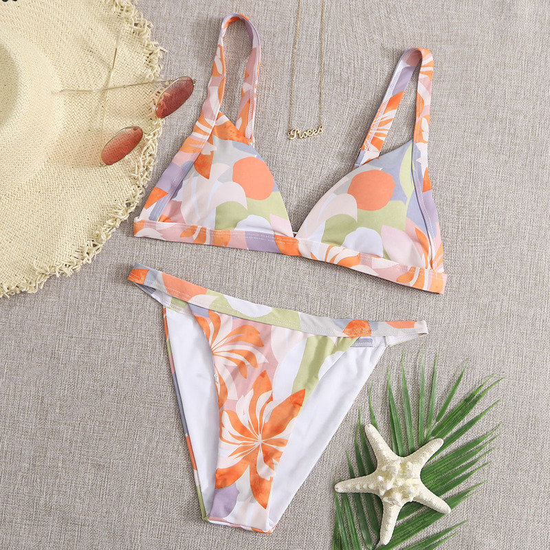 

Floral High Cut Bikini Swimsuit, Multicolor