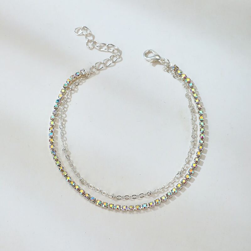 

Rhinestone Chain Anklet, Silver