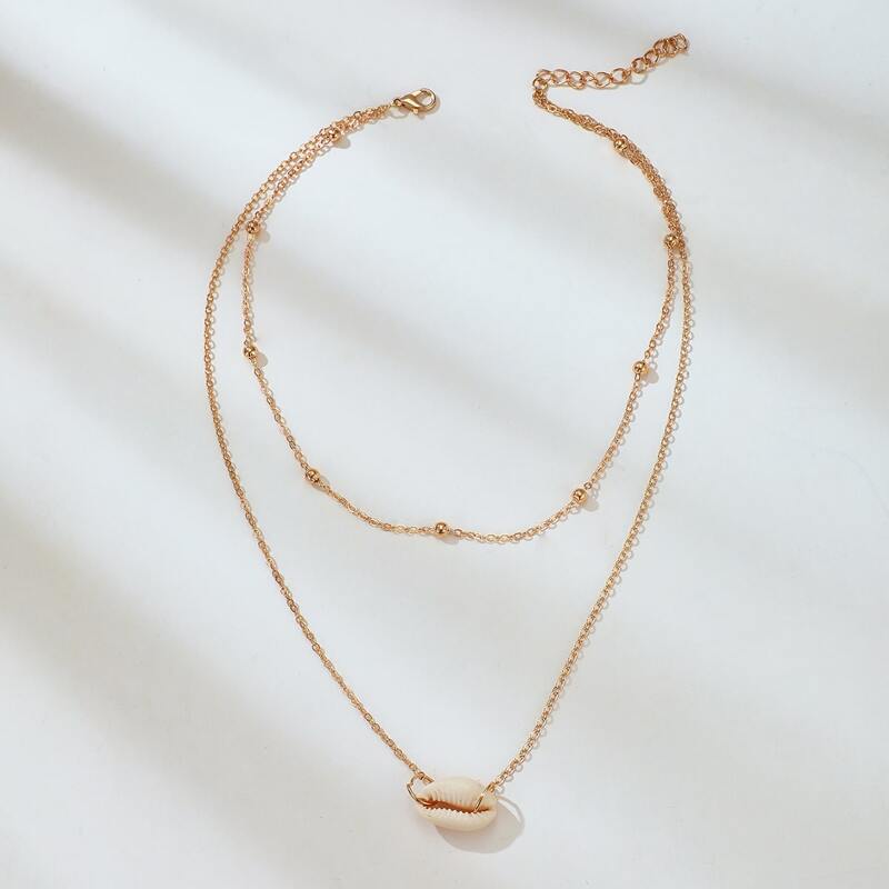 

Shell Layered Clavicle Necklace, Gold