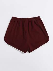 SHEIN EZwear 前結飾拼接滾邊海豚短褲 - 紫紅色 - 查看 2